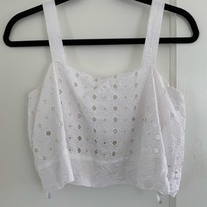 Free People White Eyelet Crop Top Small
